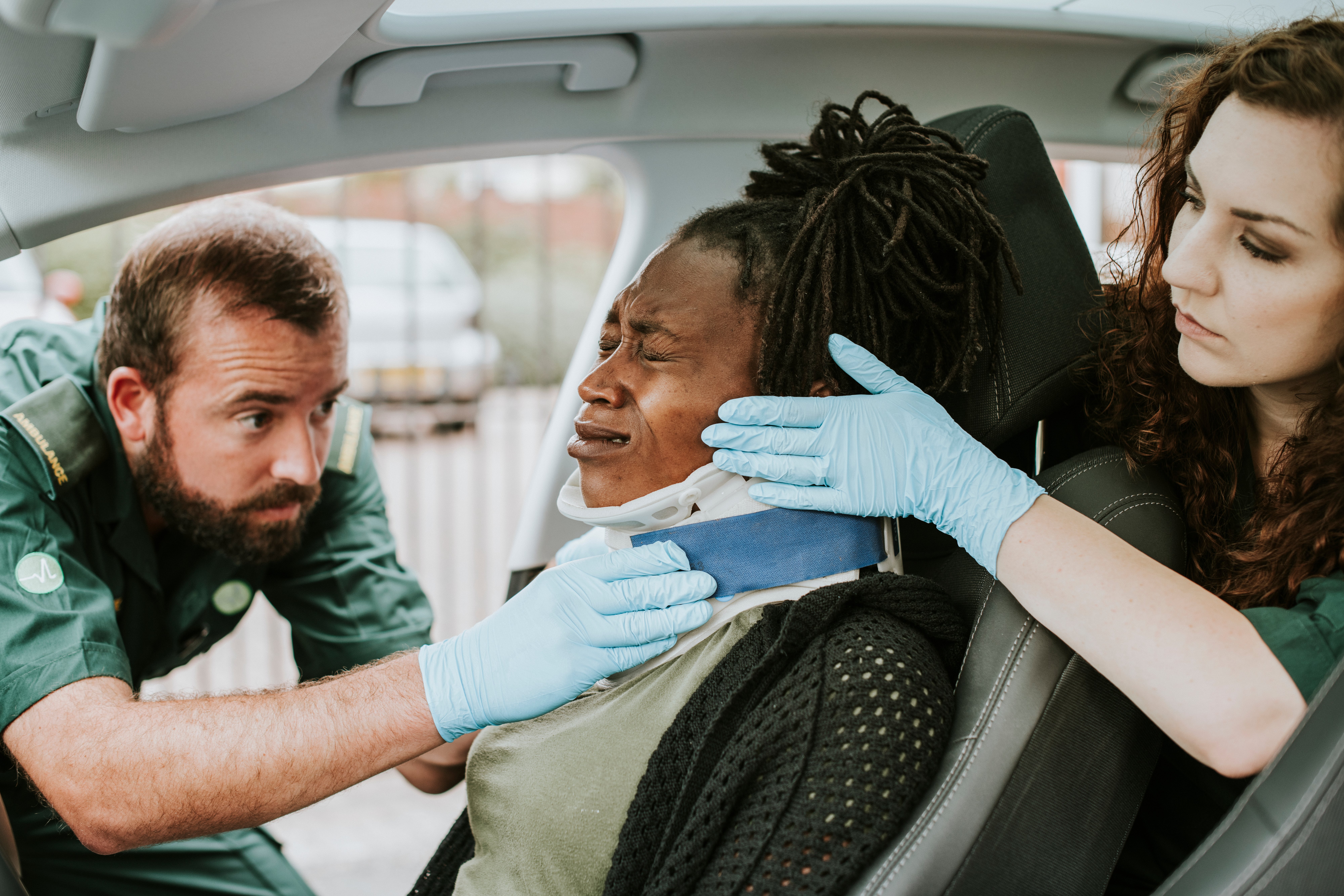 Personal injury victim receiving emergency care